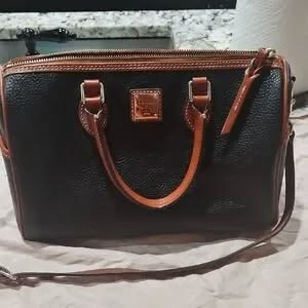 Dooney & Bourke Black and Tan Barrel Bag